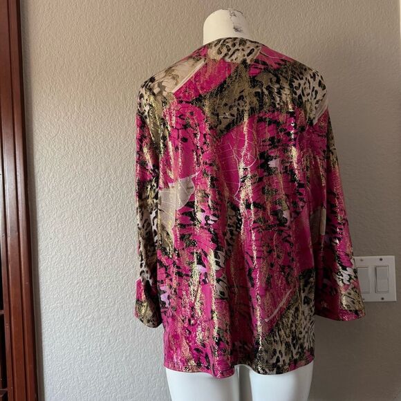 Vintage Tan Jay Petite Pink and Gold Animal Print Top PL Large - Picture 5 of 9